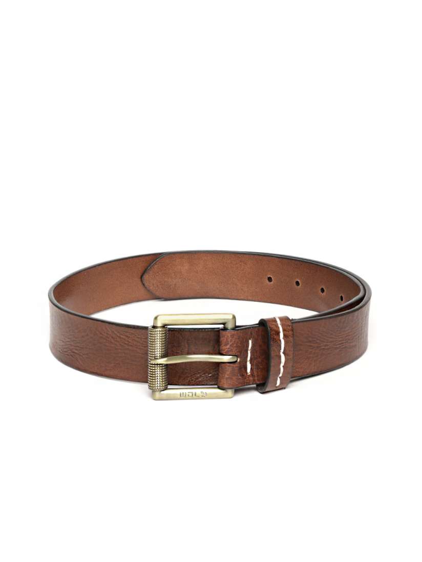 Buy Woodland Men Brown Textured Leather Belt Belts for Men 13767986 Myntra