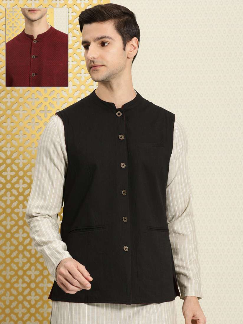 Reversible nehru jacket deals