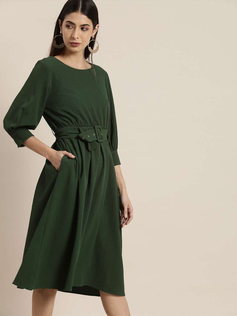 Buy all about you Women Green Solid Fit Flare Dress Dresses for Women 13770972 Myntra