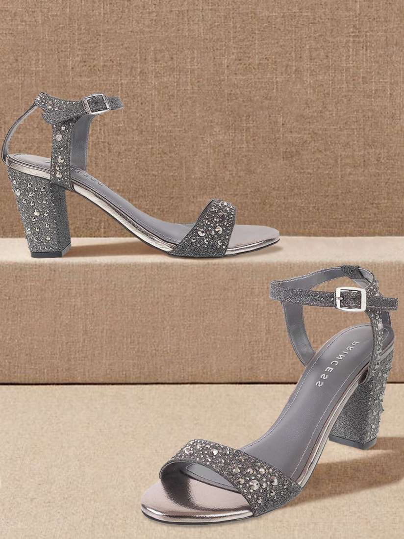 Grey embellished heels online