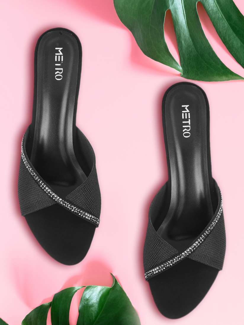 Buy Metro Women Black Embellished Kitten Heels Heels for Women 13772420 Myntra