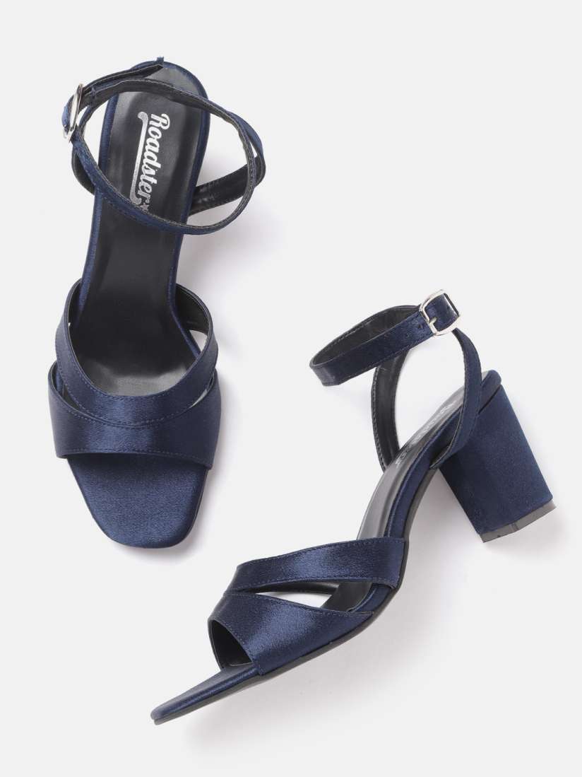 Buy Roadster Women Navy Blue Solid Satin Finish Heels with Cut Out Detail Heels for Women 13777198 Myntra