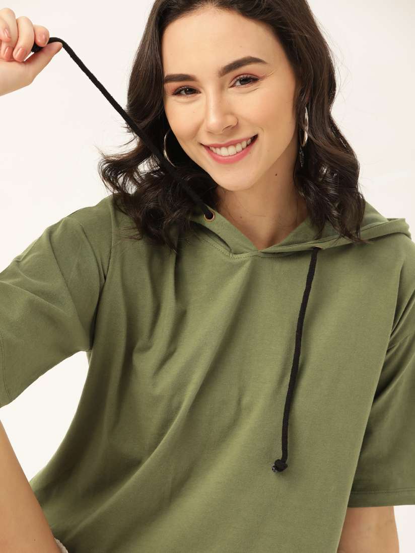 Olive green hoodie t shirt online