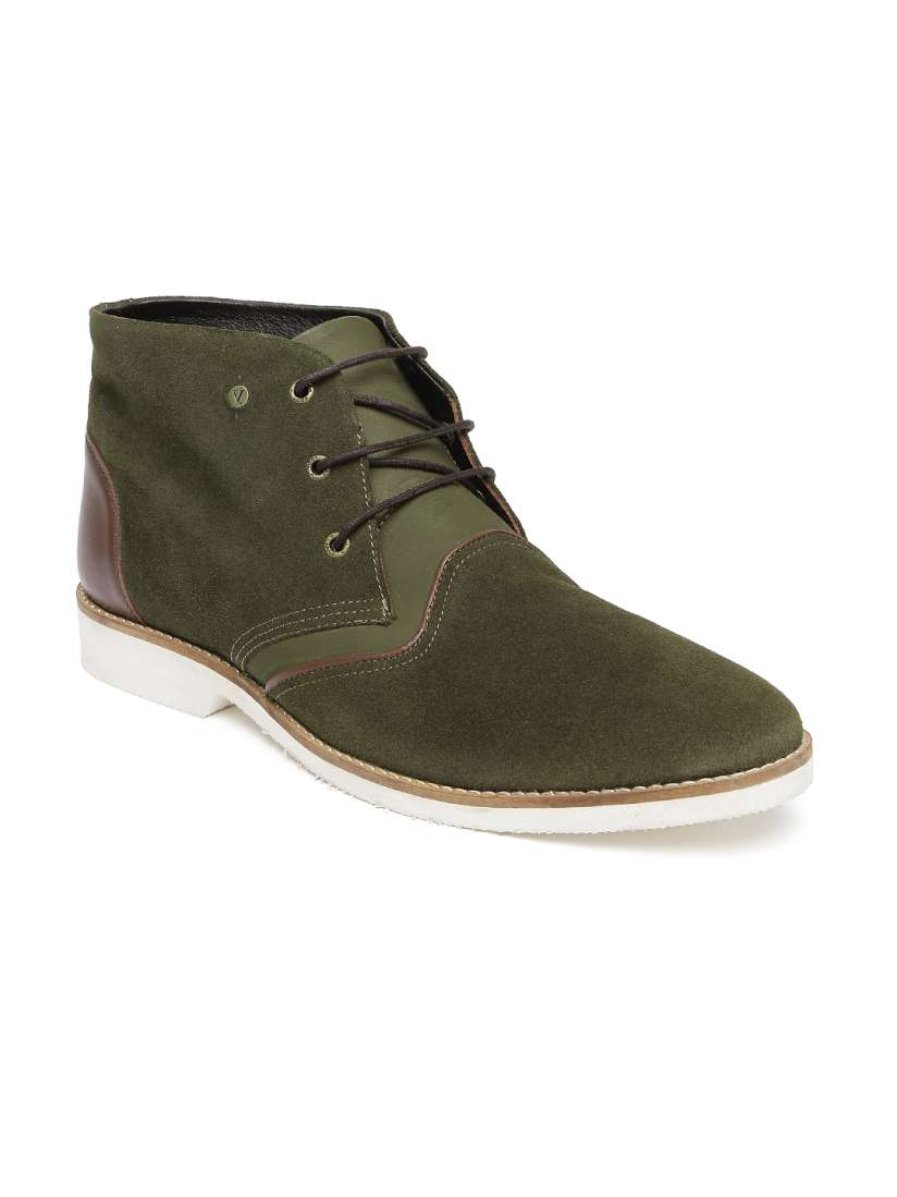 Buy V Dot By Van Heusen Men Olive Green Suede Boots Casual Shoes for Men 1378630 Myntra