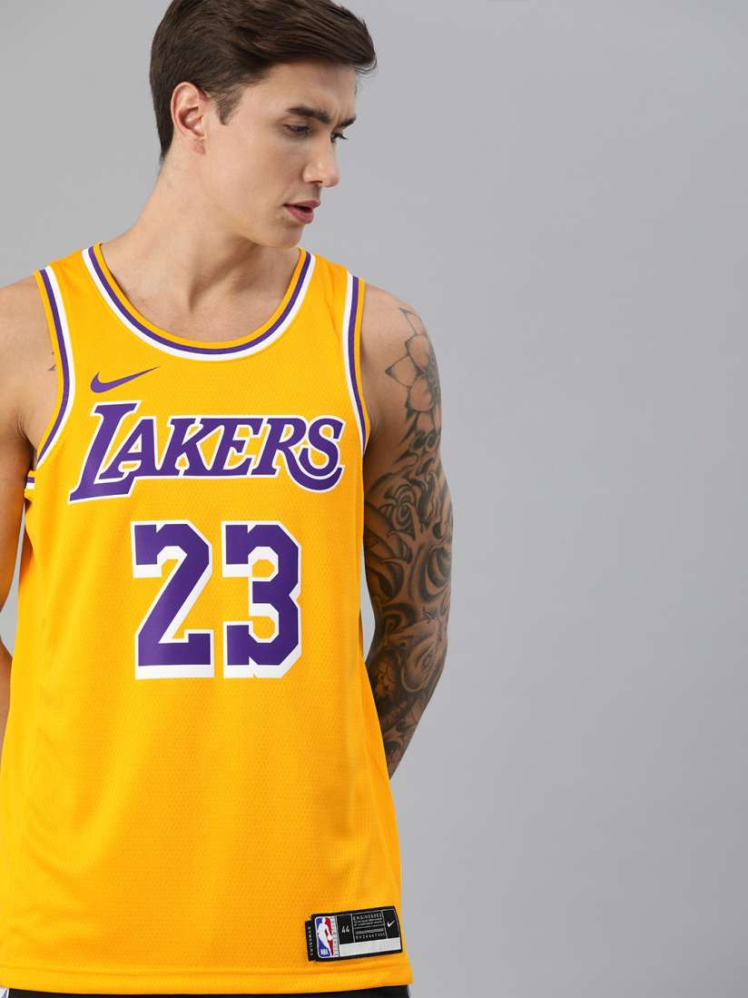 Buy Nike Men Yellow Printed LeBron James Lakers Icon 20 NBA Swingman Jersey T shirt Tshirts for Men 13787264 Myntra