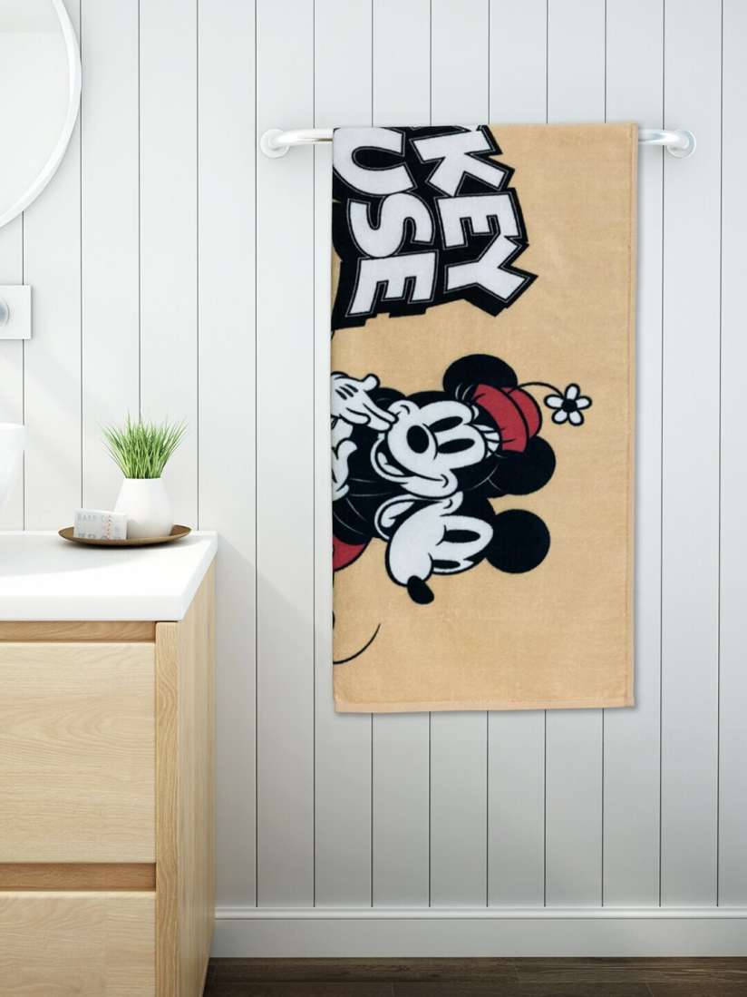 Buy SPACES Kids Brown White Disney Mickey Mouse Digitally Printed 380 GSM Bath Towel Bath Towels for Unisex 13788684 Myntra