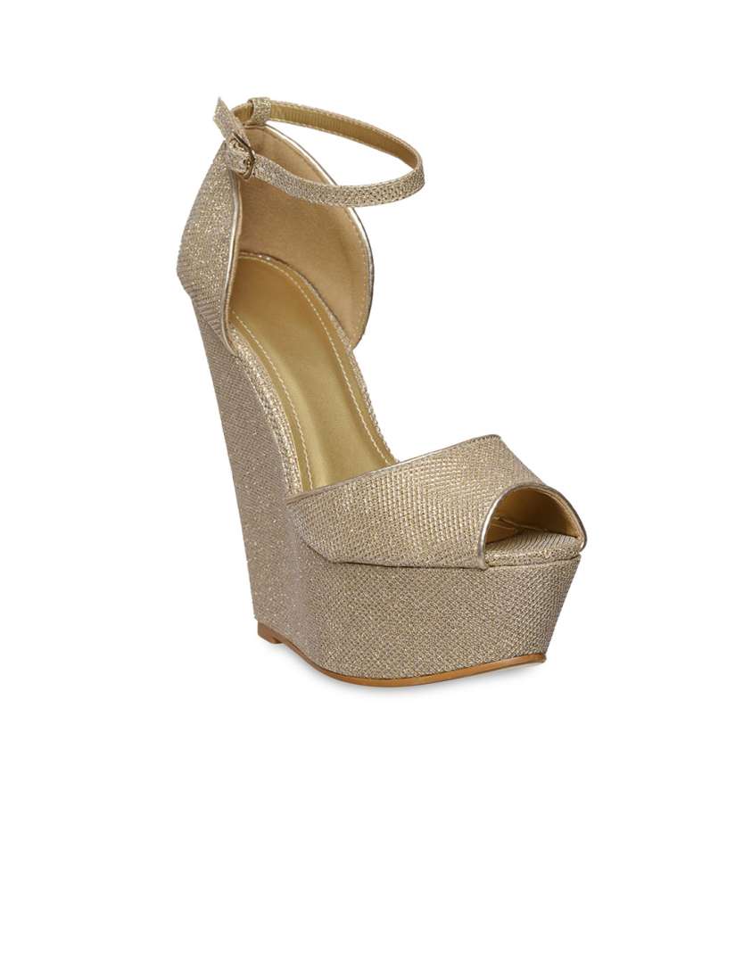 Buy Flat n Heels Women Gold Toned Wedges Heels for Women 1379065 Myntra