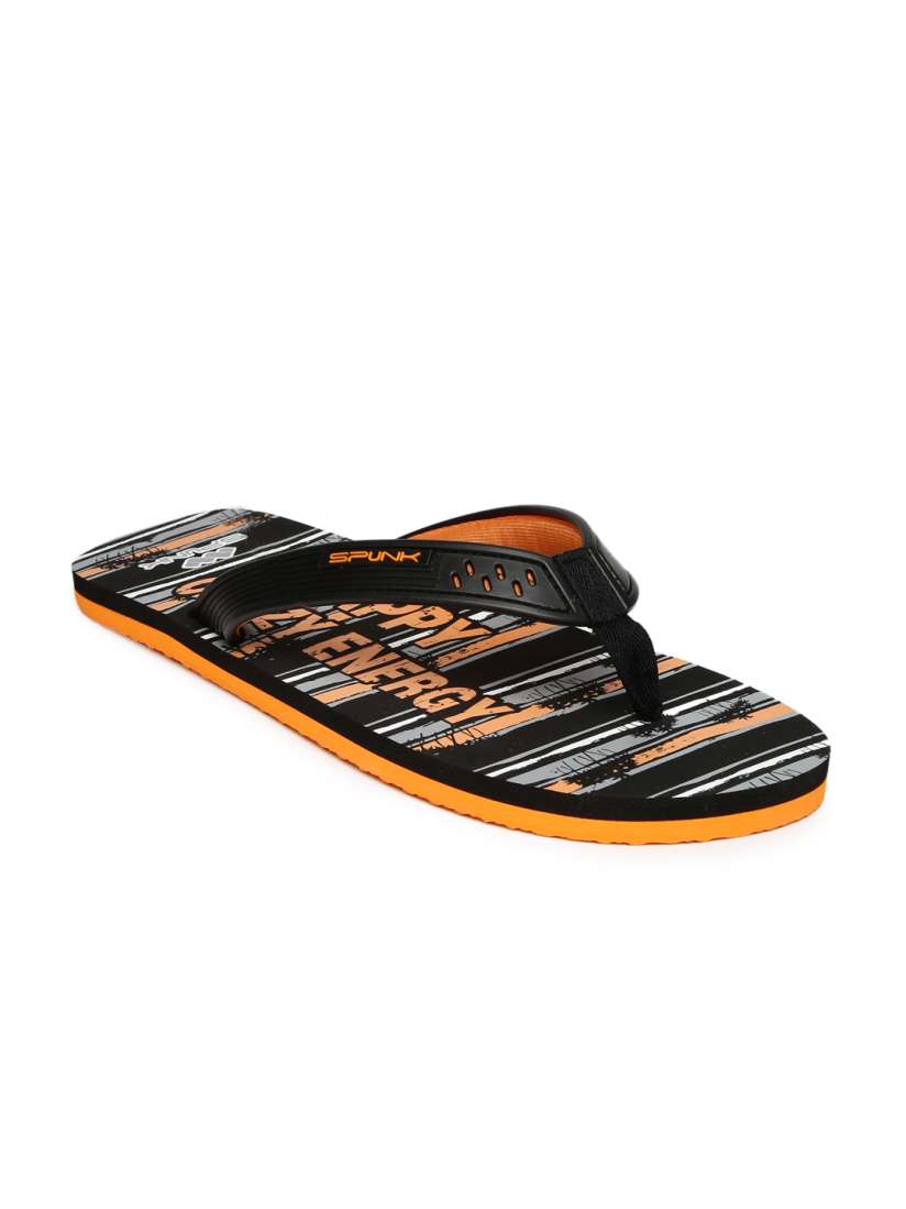 Buy Spunk Men Black Orange Printed Rio Flip Flops Flip Flops for Men 1380006 Myntra