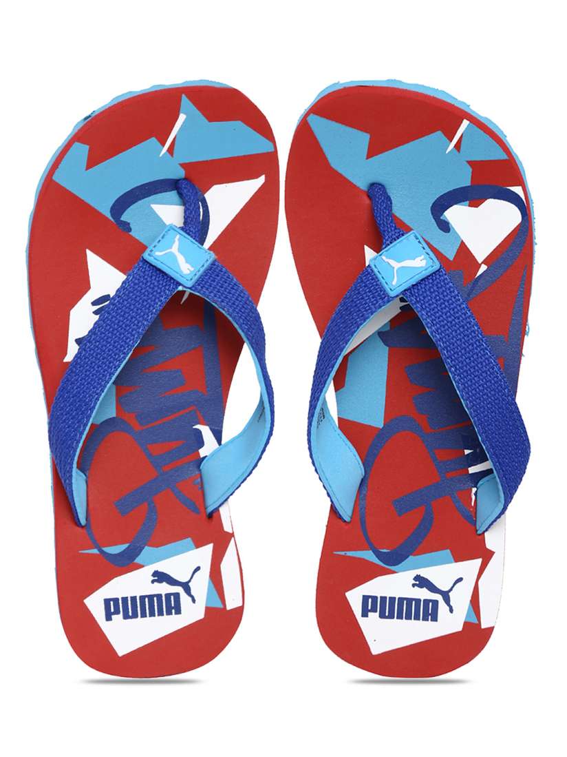 Puma red blue flip flops cheap