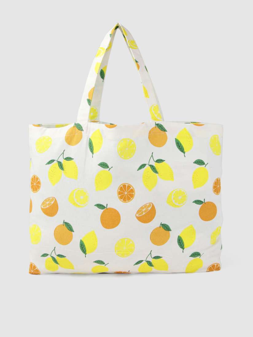Buy Accessorize White Yellow Printed LEMON Tote Bag Handbags for Women 13804338 Myntra