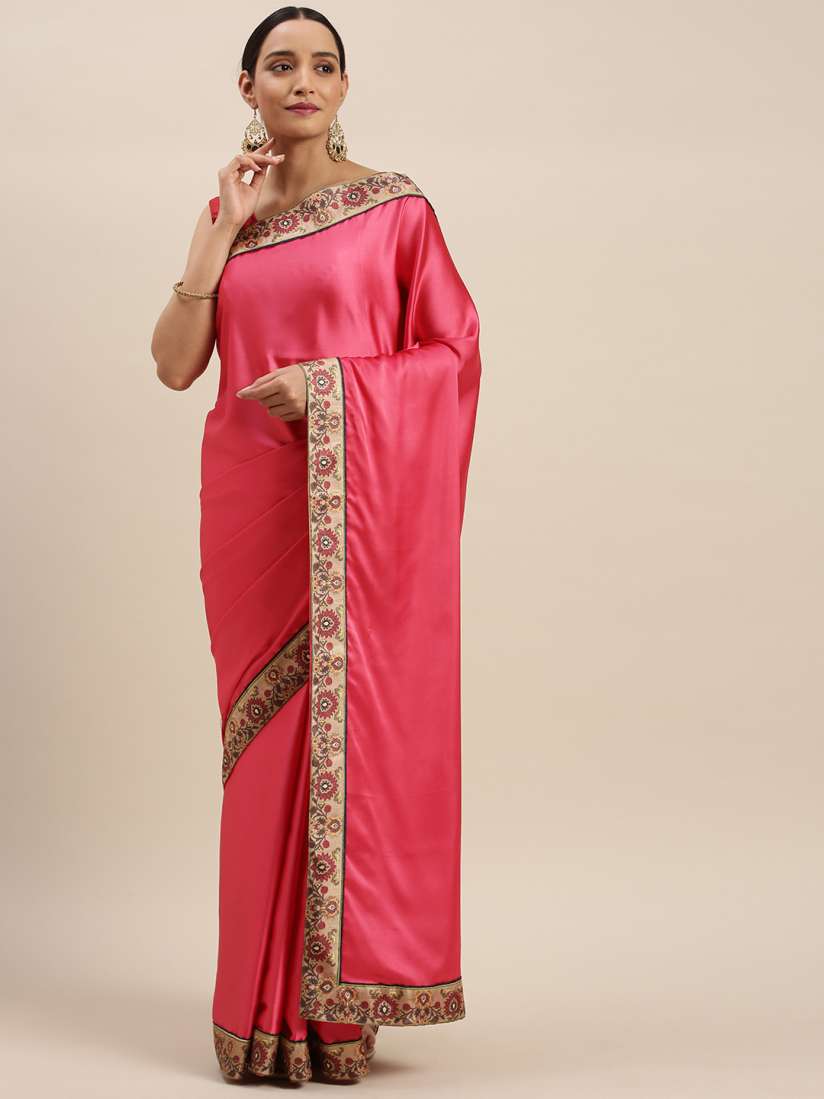 Buy Mitera Pink Solid Pure Crepe Saree Sarees for Women 13811356 Myntra