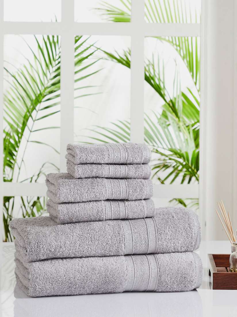 Buy MYTRIDENT Unisex Set Of 6 Grey Solid Sustainable 500 GSM Towel Set Towel Set for Unisex 13834966 Myntra
