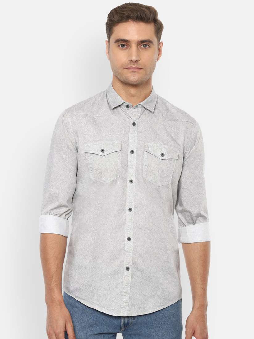 Buy Louis Philippe Jeans Men Grey Slim Fit Printed Casual Shirt Shirts for Men 13839538 Myntra