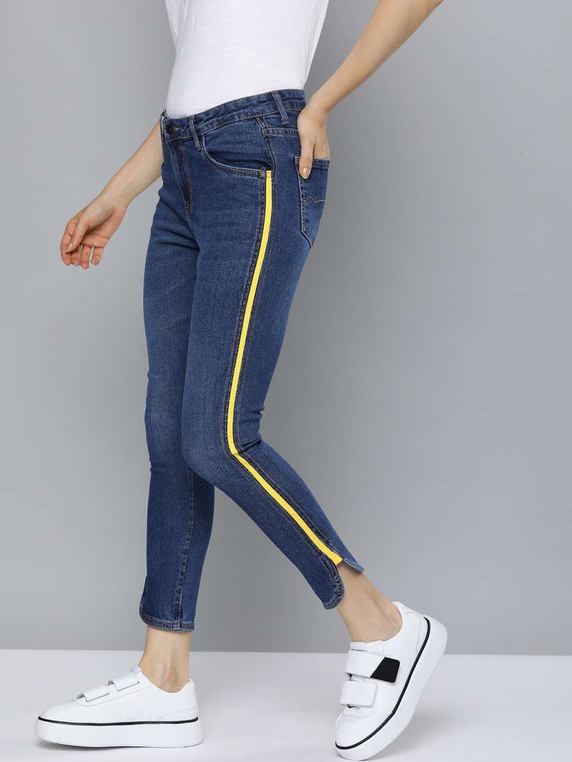 Jeans with side stripe myntra clearance