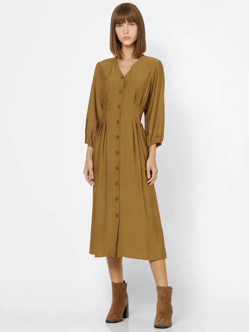 Buy ONLY Women Green Solid A Line Dress with Pleats Dresses for Women 13855548 Myntra