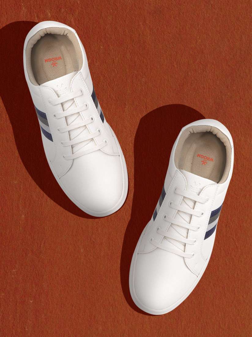 Buy WROGN Men White Solid Sneakers with Striped Detail Casual Shoes for Men 13857782 Myntra