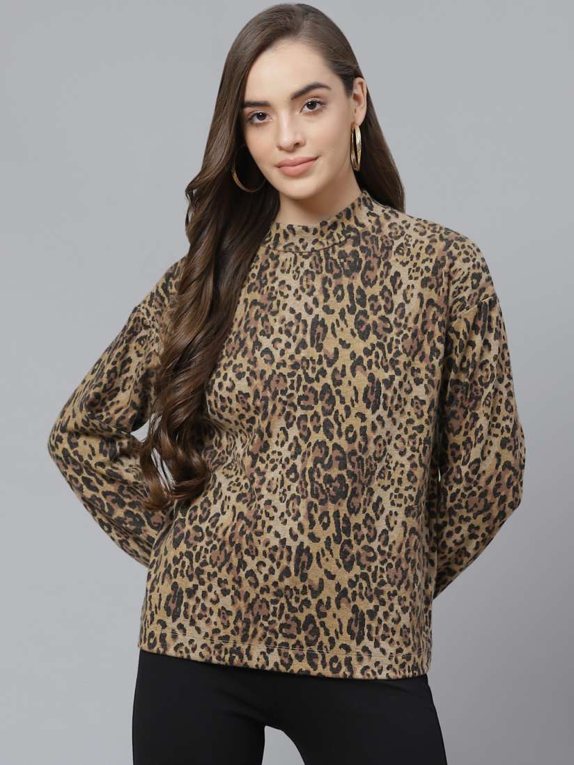 Buy Marks Spencer Women Beige Black Animal Print Sweatshirt Sweatshirts for Women 13876758 Myntra