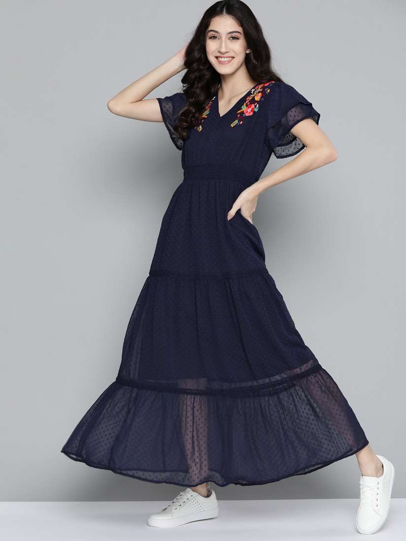Navy and coral maxi dress hotsell