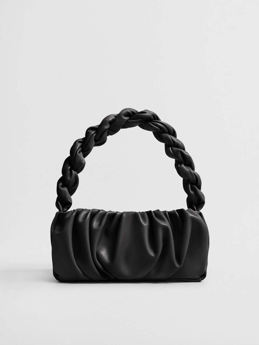 Buy MANGO Black Solid Ruched Handheld Bag Handbags for Women 13884610 Myntra