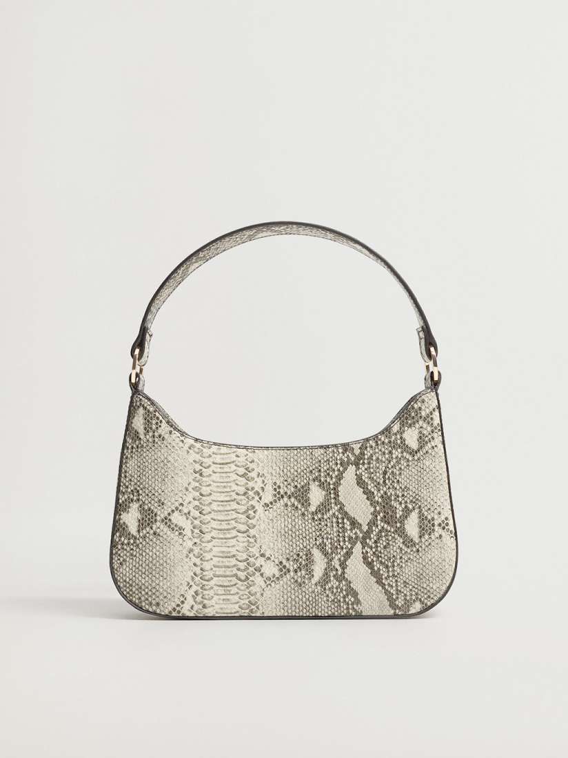 Buy MANGO Charcoal Grey Off White Snakeskin Textured Handheld Bag Handbags for Women 13884624 Myntra
