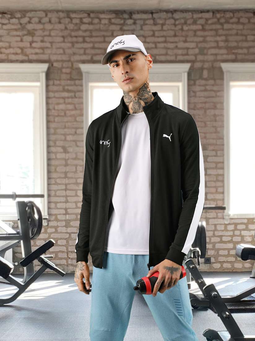 Buy one8 x PUMA Men Black Slim Fit Full Zip Sporty Jacket Jackets for Men 13887012 Myntra