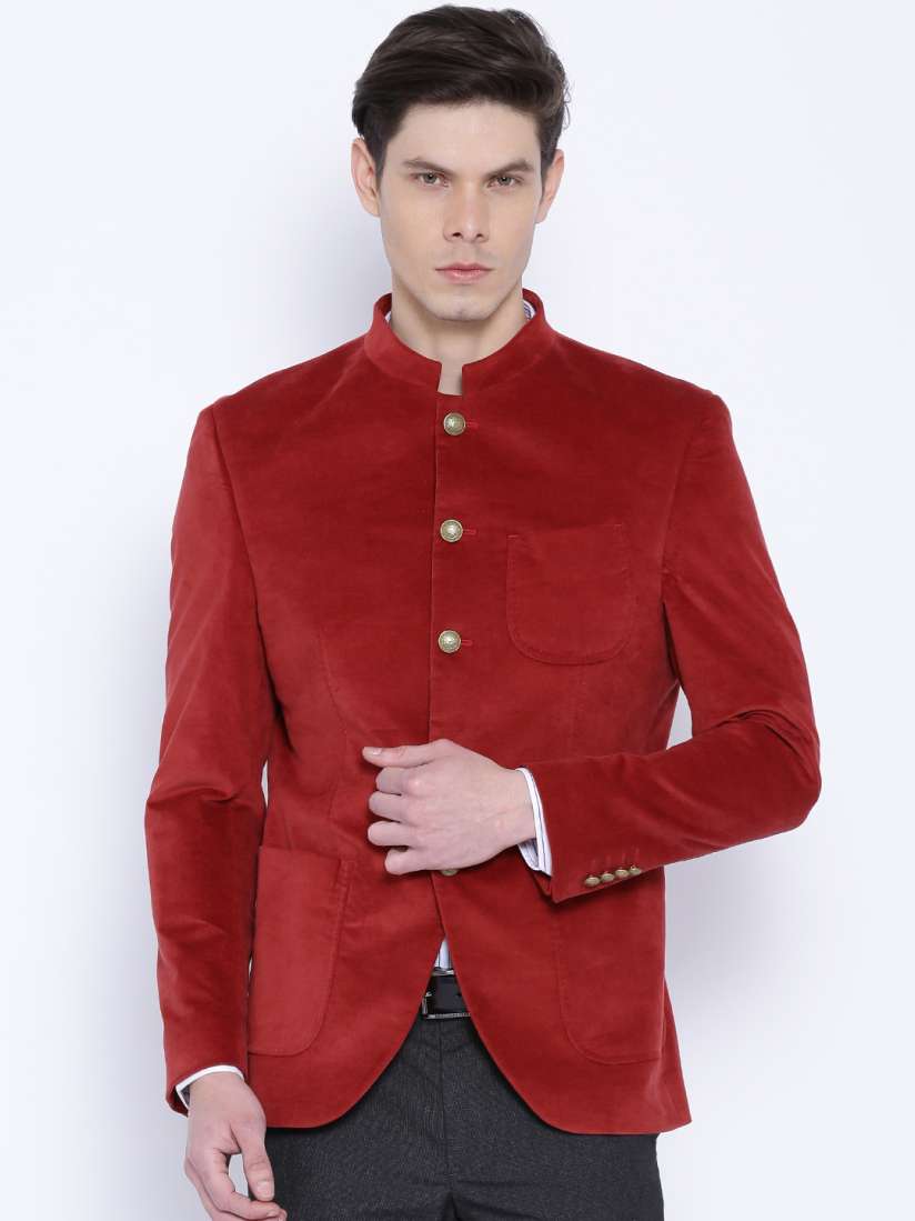 Buy Blackberrys Men Red Single Breasted Slim Fit Ethnic Bandhgala Blazer Blazers for Men 1388982 Myntra