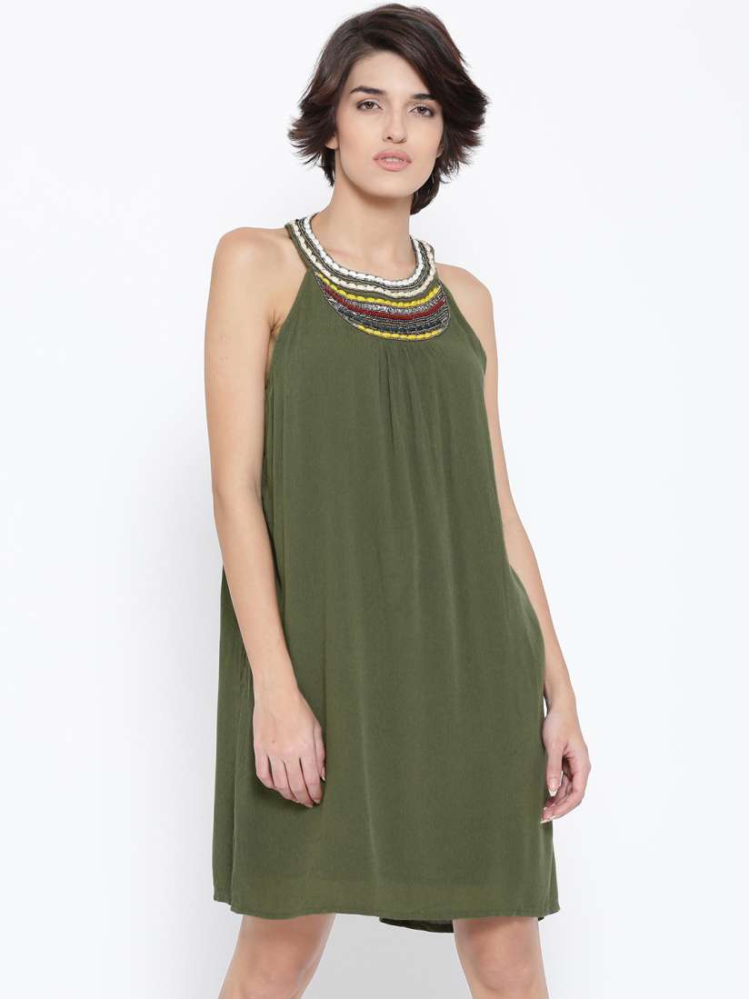 Vero moda olive green dress sale