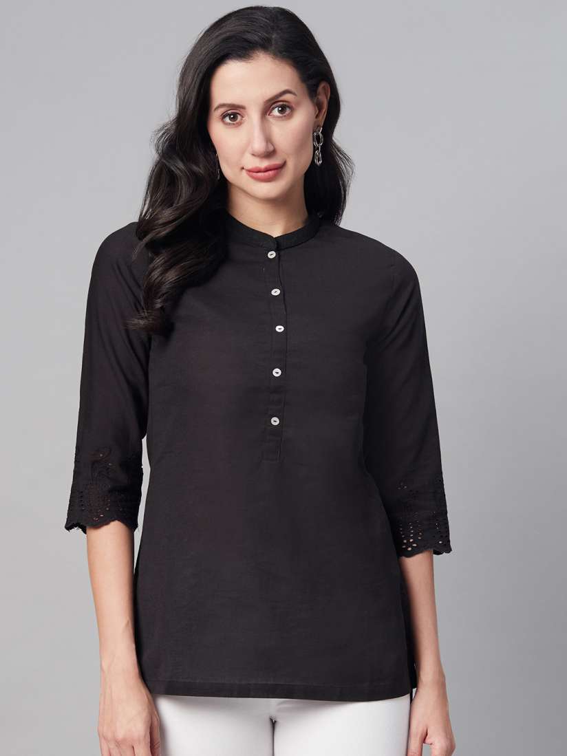 Buy Biba Women Black Solid Straight Kurti Kurtis for Women 13913242 Myntra