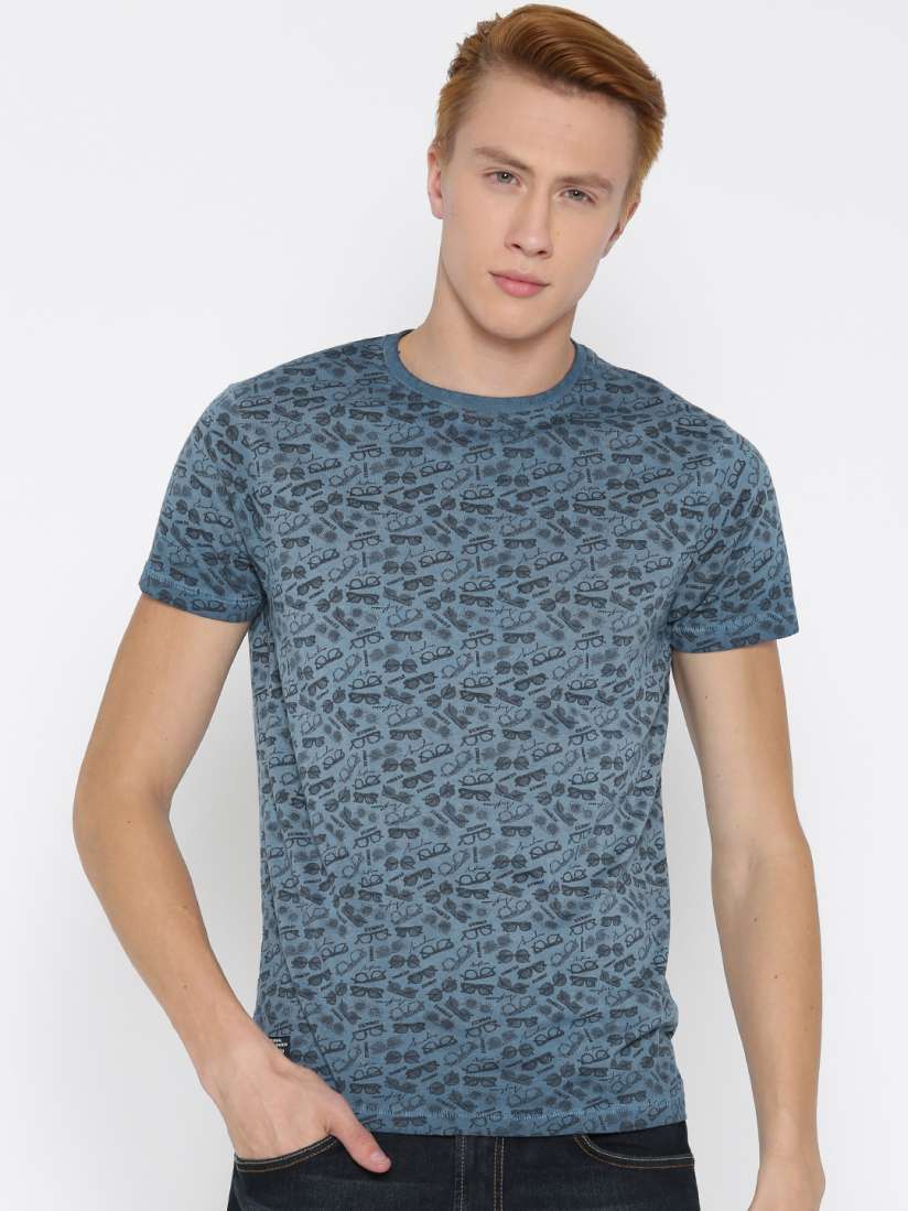 Buy Pepe Jeans Blue Printed Slim Fit T Shirt Tshirts for Men 1392865 Myntra