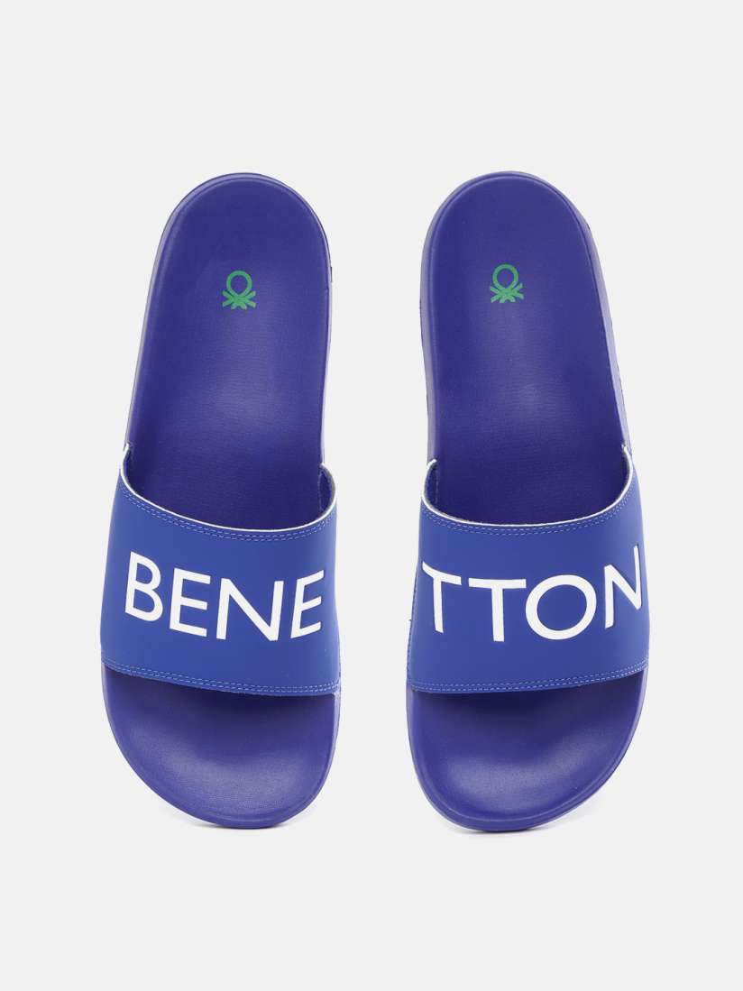 Buy United Colors of Benetton Men Blue White Typography Print Sliders Flip Flops for Men 13929464 Myntra