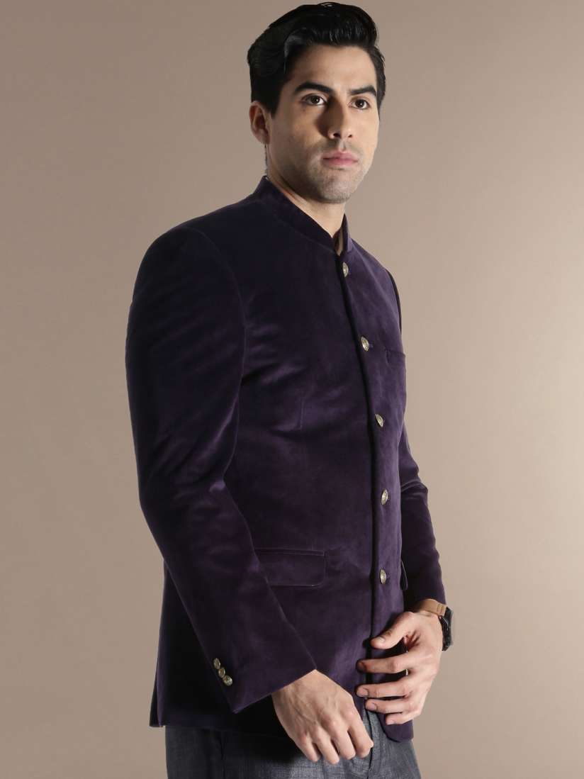 Buy Louis Philippe Purple Ultra Fit Velvet Single Breasted Blazer Blazers for Men 1393209 Myntra