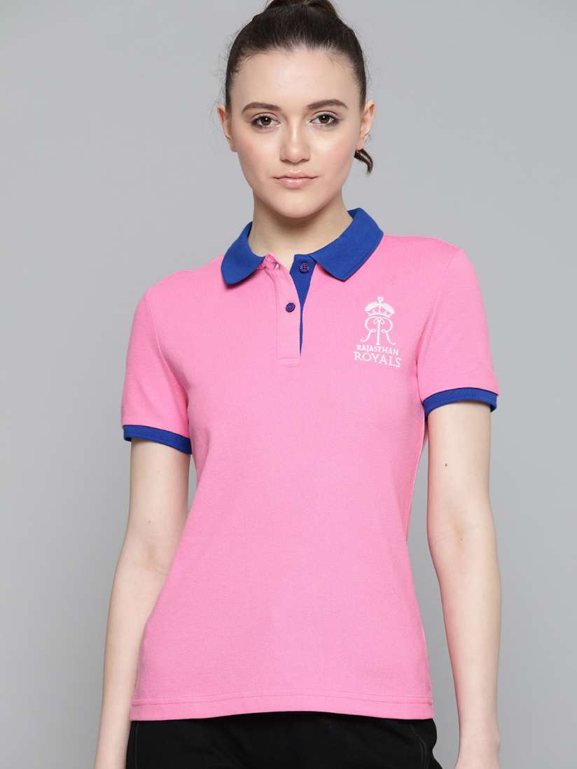 Buy Alcis Women Pink Rajasthan Royals Embroidered Logo Polo Collar T shirt Tshirts for Women 13932758 Myntra