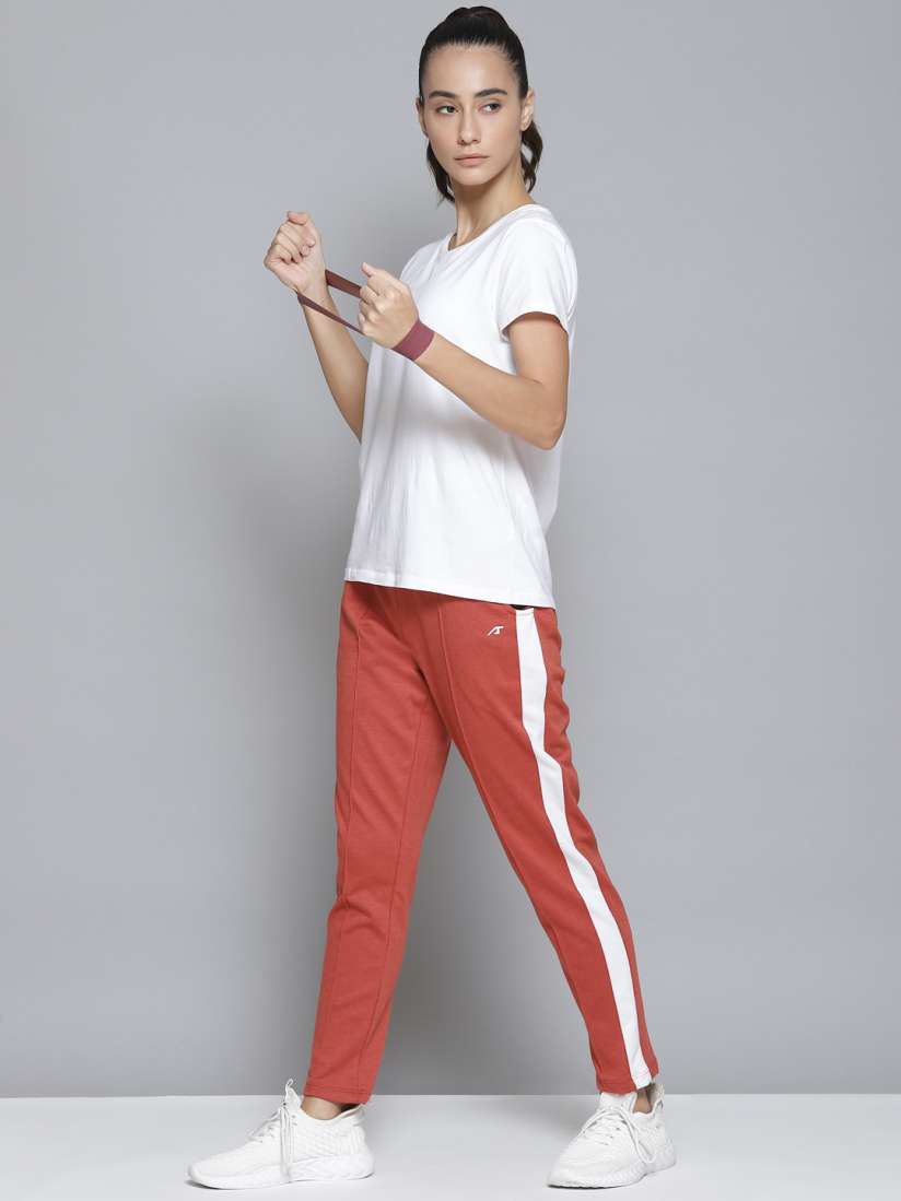 Buy Alcis Women Orange White Striped Slim Fit Track Pants Track Pants for Women 13932814 Myntra
