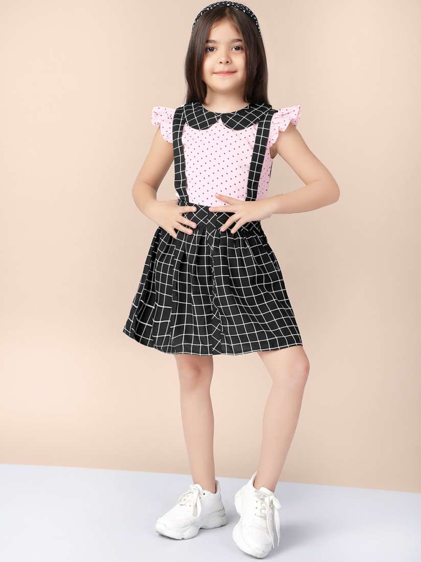 Girls checked pinafore outlet