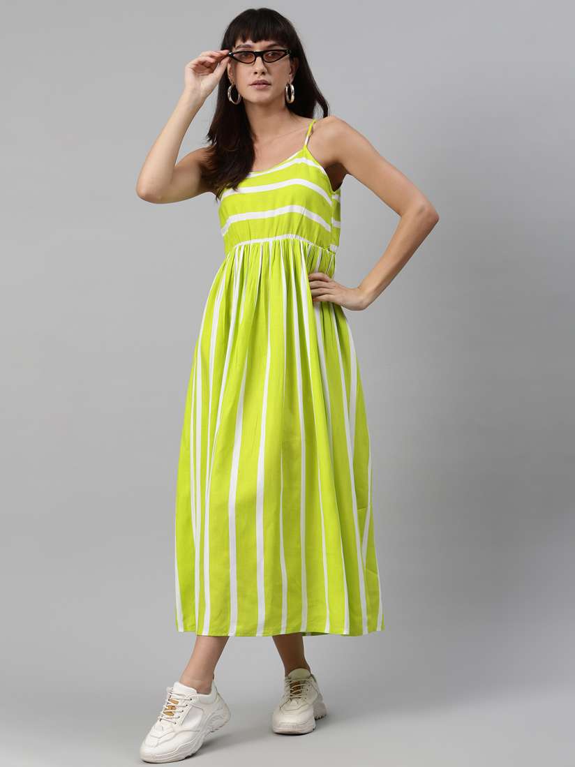 Green and white striped maxi dress clearance