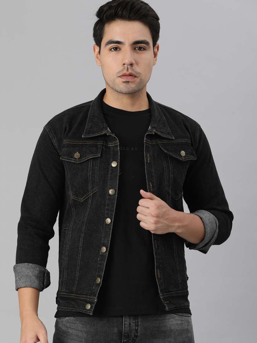 Black denim jacket mens myntra store