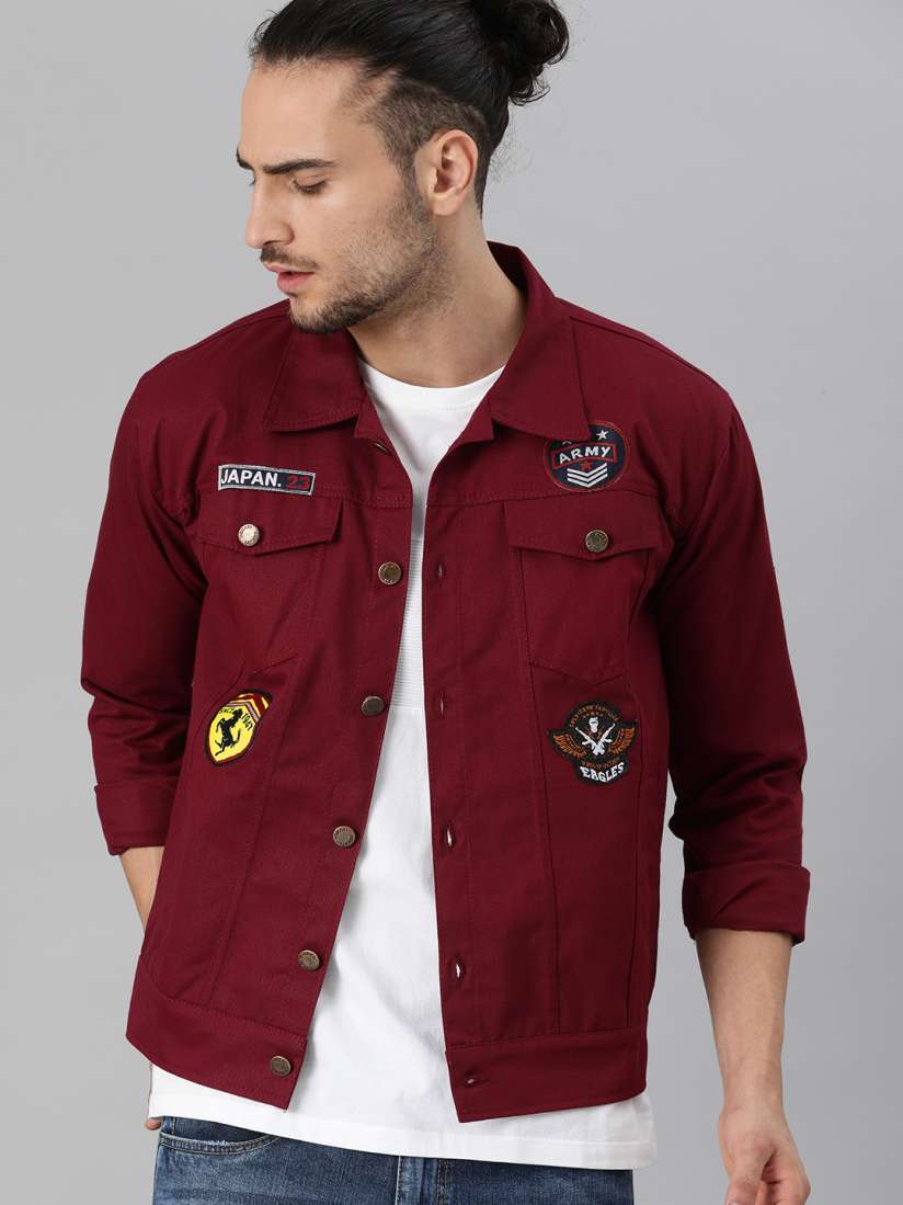 Mens maroon denim jacket outlet