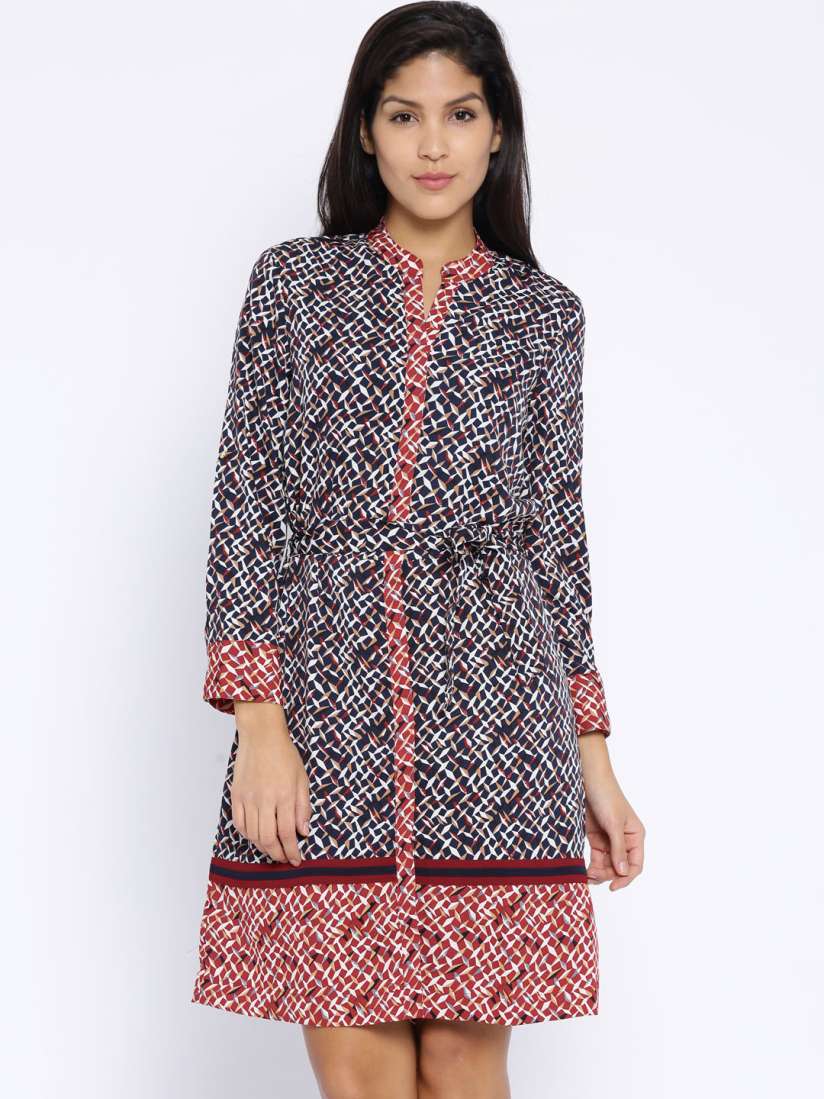 Buy Tokyo Talkies Navy Red Printed A Line Dress Dresses for Women 1398504 Myntra