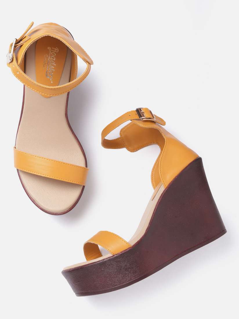 mustard wedge heels
