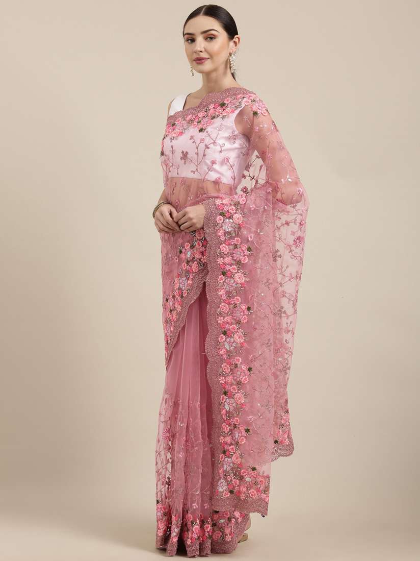 Buy Soch Pink Embroidered Saree Sarees for Women 13994184 Myntra