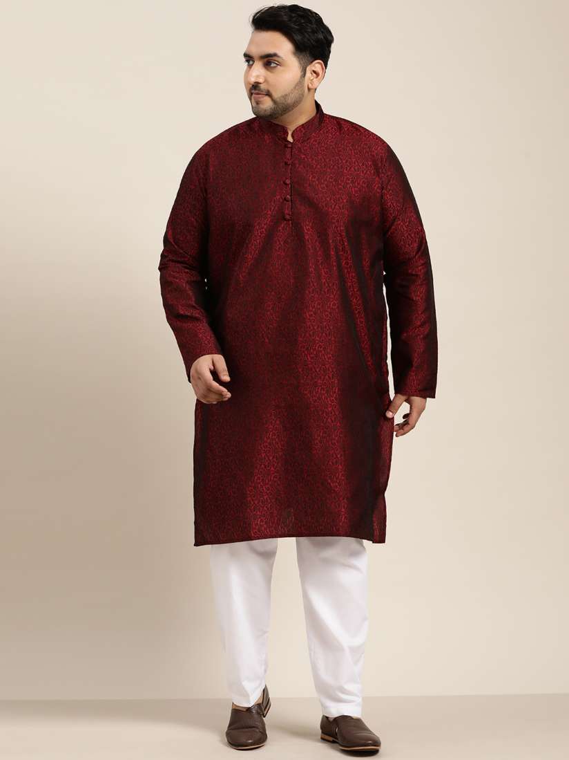 Buy SOJANYA PLUS Size Men Maroon Black Woven Design Kurta with Pyjama Kurta Sets for Men 13994796 Myntra