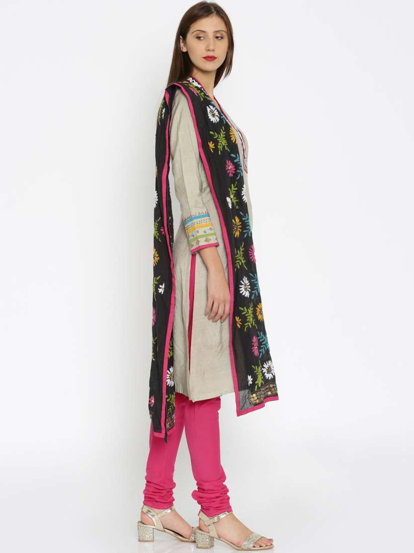 Buy Biba Cream Coloured Pink Salwar Suit with Dupatta Kurta Sets for Women 1399913 Myntra