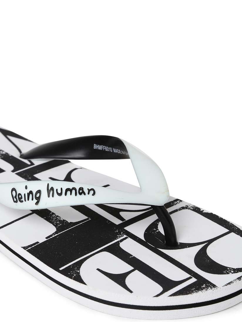 Buy Being Human Men White Black Printed Flip Flops Flip Flops for Men 1400066 Myntra