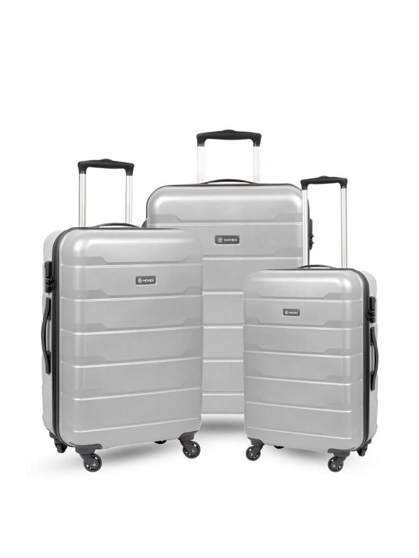 Buy NOVEX Set Of 3 Silver Toned Textured Trolley Bags Trolley Bag for Unisex 14007740 Myntra