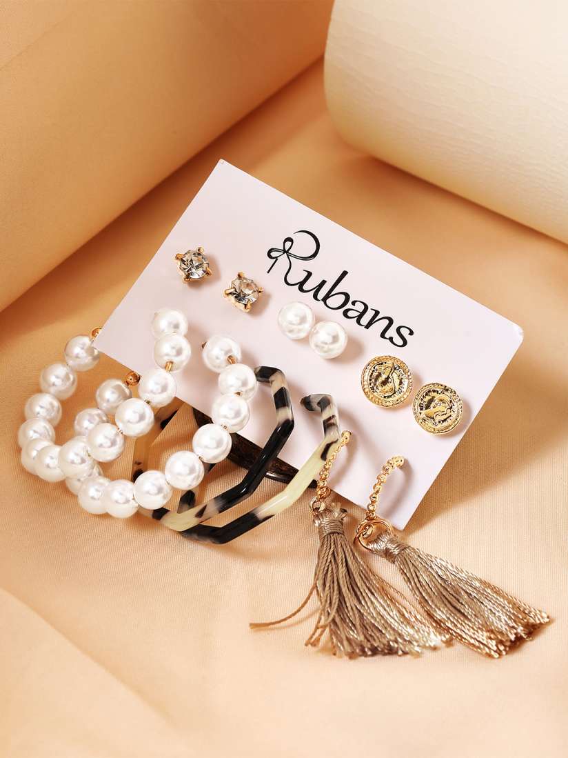 Buy TOKYO TALKIES X rubans FASHION ACCESSORIES Set of 6 Gold Plated Classic Hoop Earrings Earrings for Women 14009182 Myntra