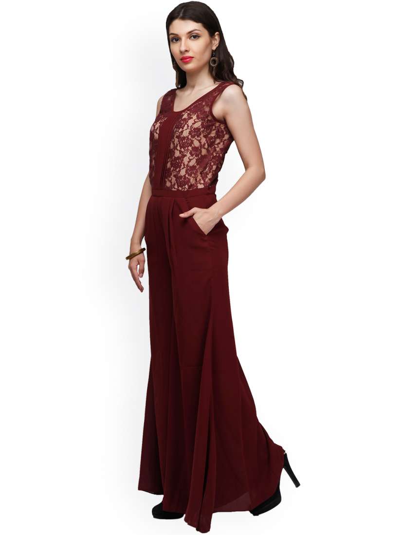 Maroon lace jumpsuit clearance