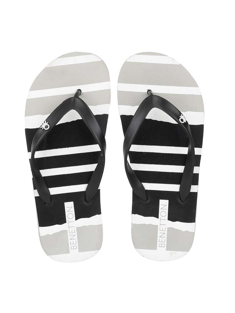 Black and white striped flip flops 2025