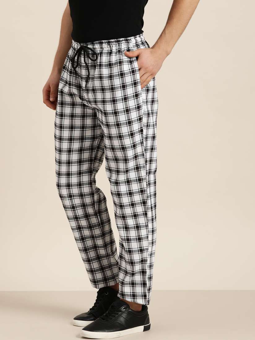 Buy SOJANYA Men Black White Pure Cotton Checked Track Pants Track Pants for Men 14038468 Myntra