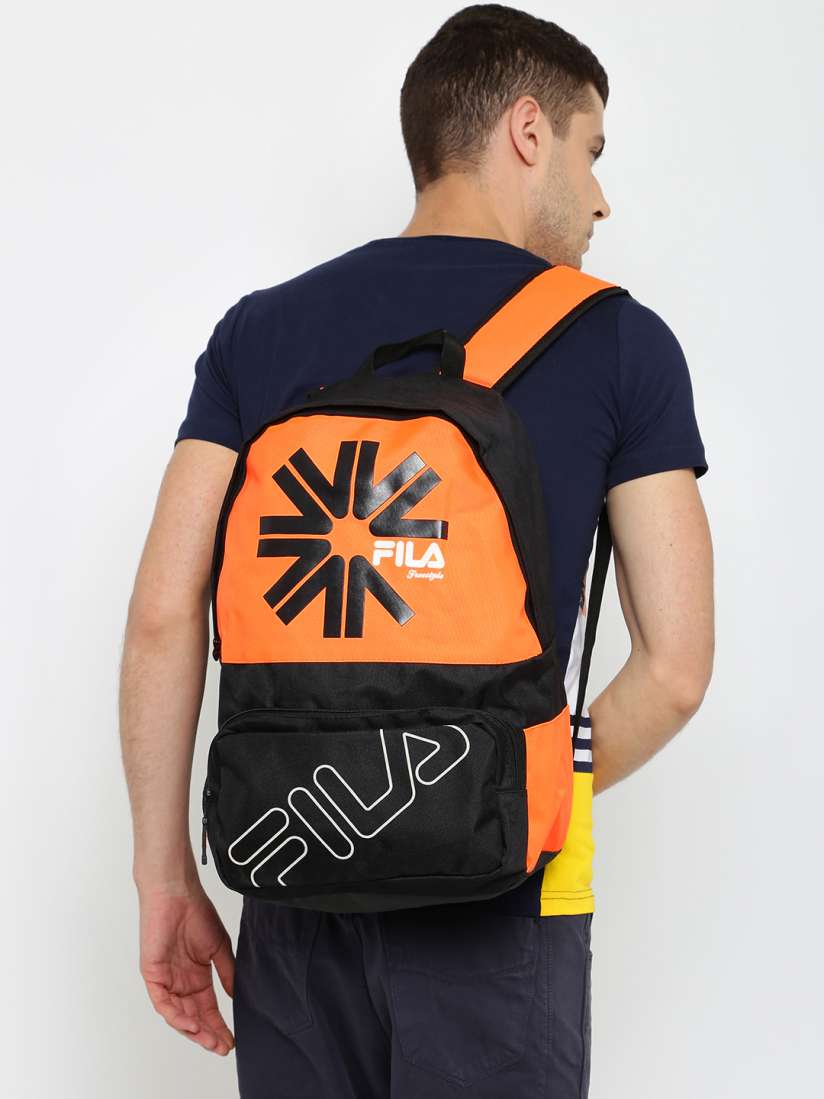 Buy FILA Unisex Neon Orange Black Printed Backpack Backpacks for Unisex 1403931 Myntra