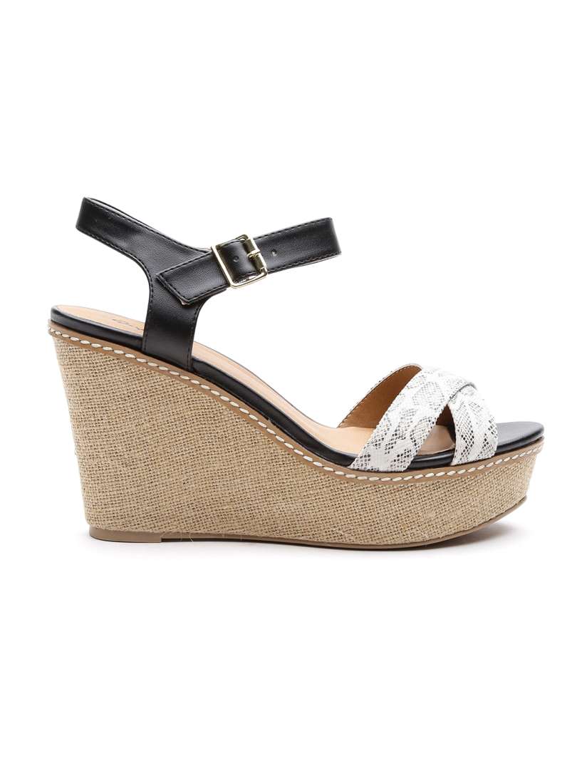 Buy Qupid Women White Black Snakeskin Print Wedges Heels for Women 1404264 Myntra